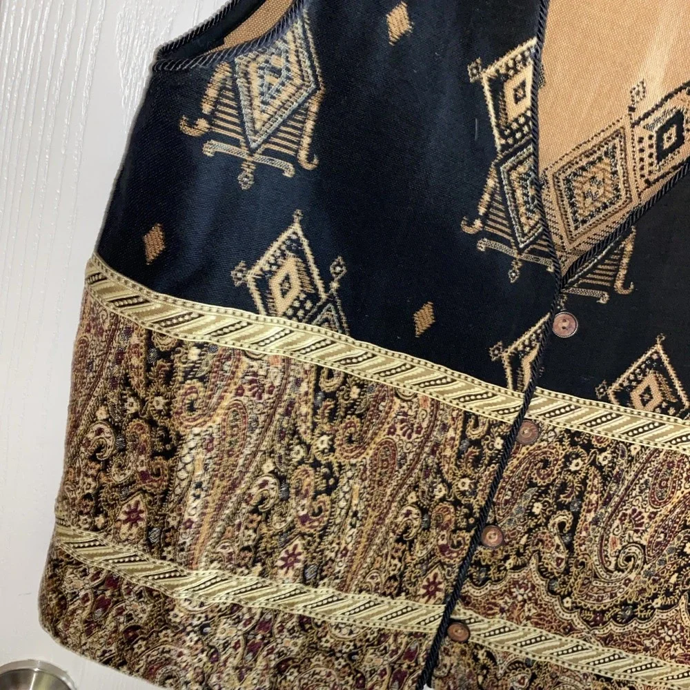 Vintage Women's New Identity Vest Aztec Boho‎ Southern 2x Tapestry
